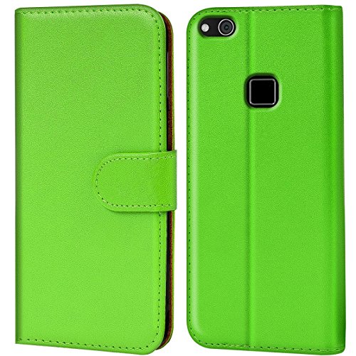 Verco custodia per Huawei P10 Lite, Case per P10 Lite Cover PU Pelle Portafoglio Protettiva, Verde