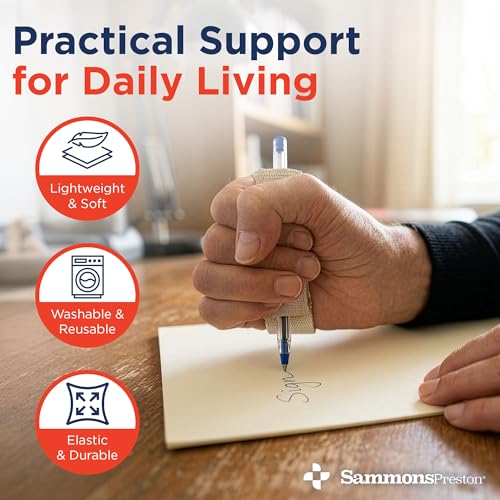 Image of Sammons Preston Utensil Holder for Neuropathy, Universal Hand Strap for Holding Utensils, Eating Assistance Cuff for Weak Grip & Limited Mobility, Size SmallMedium Measures 3 inch - 4 inch Across Knuckles