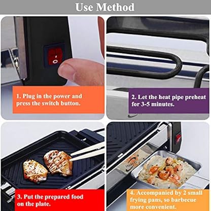 BANYANU Picknickgrill, 1000-W-Antihaft-Elektrogrill, Küchengrill, Grillpfanne, Kontaktgrill, Bratpfanne Typ 2, Für… – Bild 4