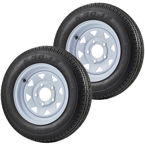 5.30-12 5.30x12 530-12 5.30-12 Trailer Tires with 12 in Rims 5 Lug on 4.5 Load Range C 6PR (530 12 with 5 lug)