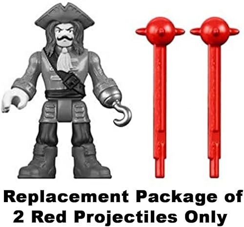 Miniatura 2 de Imaginext Piezas de repuesto de cocodrilo - Figura de cocodrilo caminando y pirata DHH63  Paquete de 2 proyectiles rojos