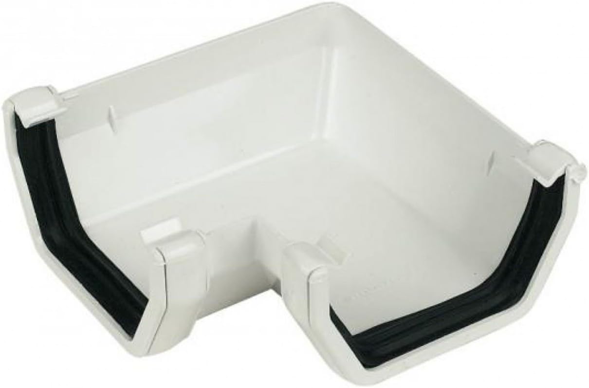 FLOPLAST 114mm Square Gutter 90 Degree Angle - White