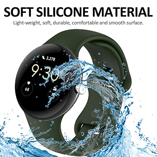 Ingido Compatible For Google Pixel Watch Band, Pixel Watch Soft Silicone Wristband Waterproof Sport Strap Band For Google Pixel Watch 2022（Green-S） #TOP3