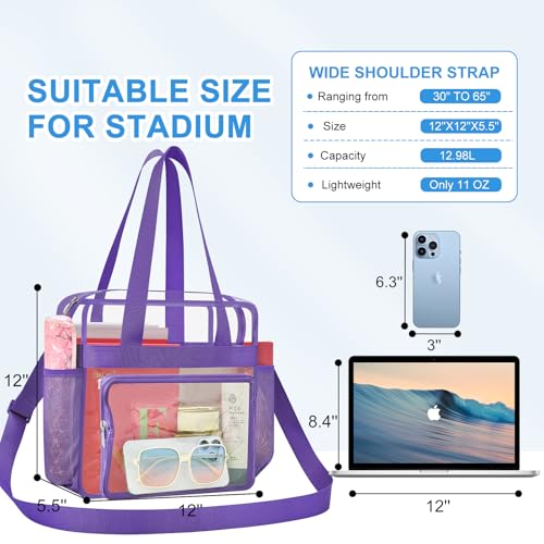 Image of Busiuw Clear Bag for Stadium Events, Stadium Approved 12x12x6 Clear Tote Bag for Sport Fan, Work Concert Travel