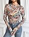 Zeagoo Mesh Long Sleeve Tops for Women Floral Sheer Mockneck Going Out Tops Fashion Fall Outfits 2024 Floral Fierce L