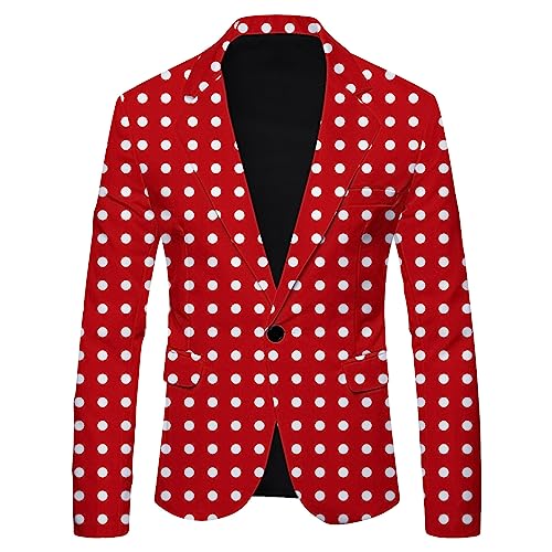 Blazer Hombre Rayas Blanco y Negro - Traje Hombre Estilo Brillante & Temático Chaqueta para Carnaval, Fiesta de Disfraz, Fiestas de Halloween Festivales, Rojo82, L