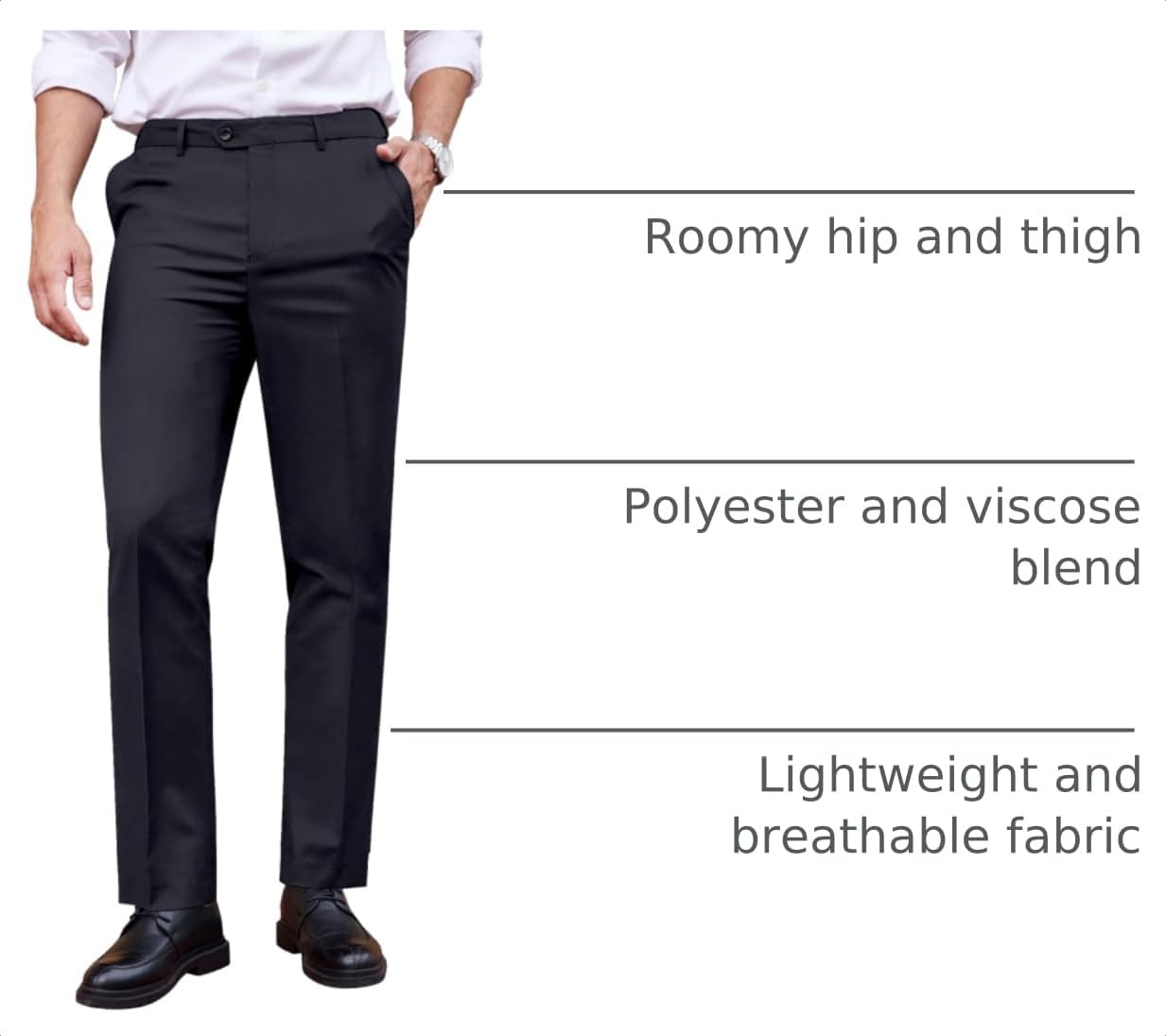 COOFANDY Mens Dress Pants Classic Expandable Waist Suit Pants Flat Front