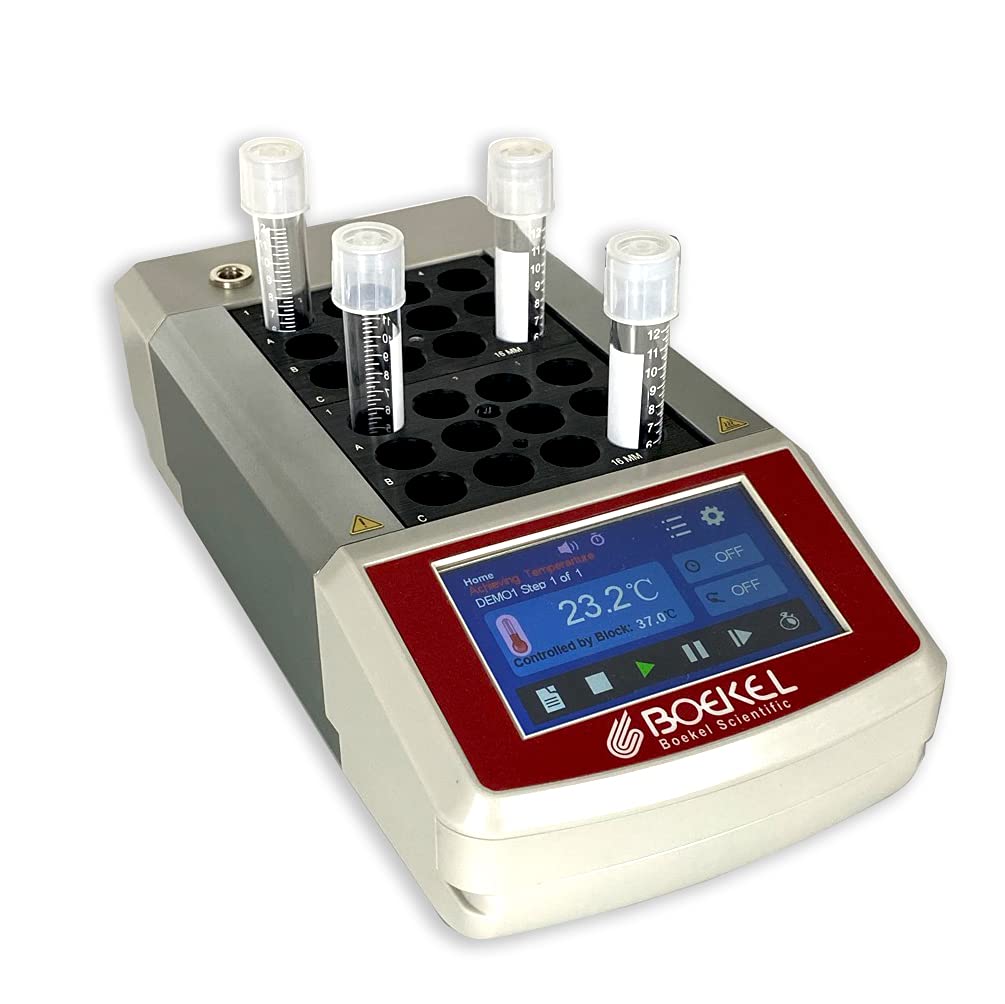 Boekel Scientific Mini Lab Dry Bath Incubator with Touch Screen, Digital Programmable Single Aluminum Block Laboratory Heater – LED Display, 24 x 1.5ml Heating Block, Timing Control,115002 (120V)