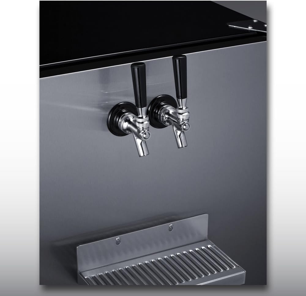 Summit 24" Undercounter Kegerator, Dual Front Beer Tap, No Drill Beer Dispenser, Stainless Steel - SBC7BRSFRTPLHD (Left Handed Door Swing)