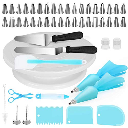 24 Pieces Cake Decorating Supplies Kit, 14 Icing Piping Tips Nozzles, 8 Reusable Silicone Pastry Bags, 2 Couplers Couplers Baking Cupcakes Cookies Candy Supplies Tool