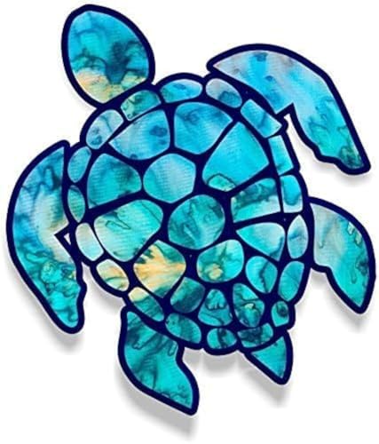 STICKY DUDE Sea Turtle Sticker Vinyl Waterproof, 5 inches Blue Yeti Cup Cooler Box Decal Car Laptop...