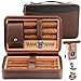 LIHTUN Humidor per sigari, Humidor da viaggio in cedro in pelle con kit accendisigari multifunzionale 5 in 1 - Humidor da viaggio portatile e 2 pacchetti di controllo dell'umidità a due vie immagine