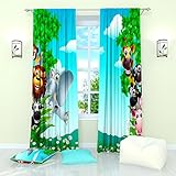 Factory4me Curtains for Kids Room Madagascar Residents. Window Curtain Set of 2 Panels Each W42 x L84 Total W84 x L84 inches Drapes for Living Room Bedroom Kitchen