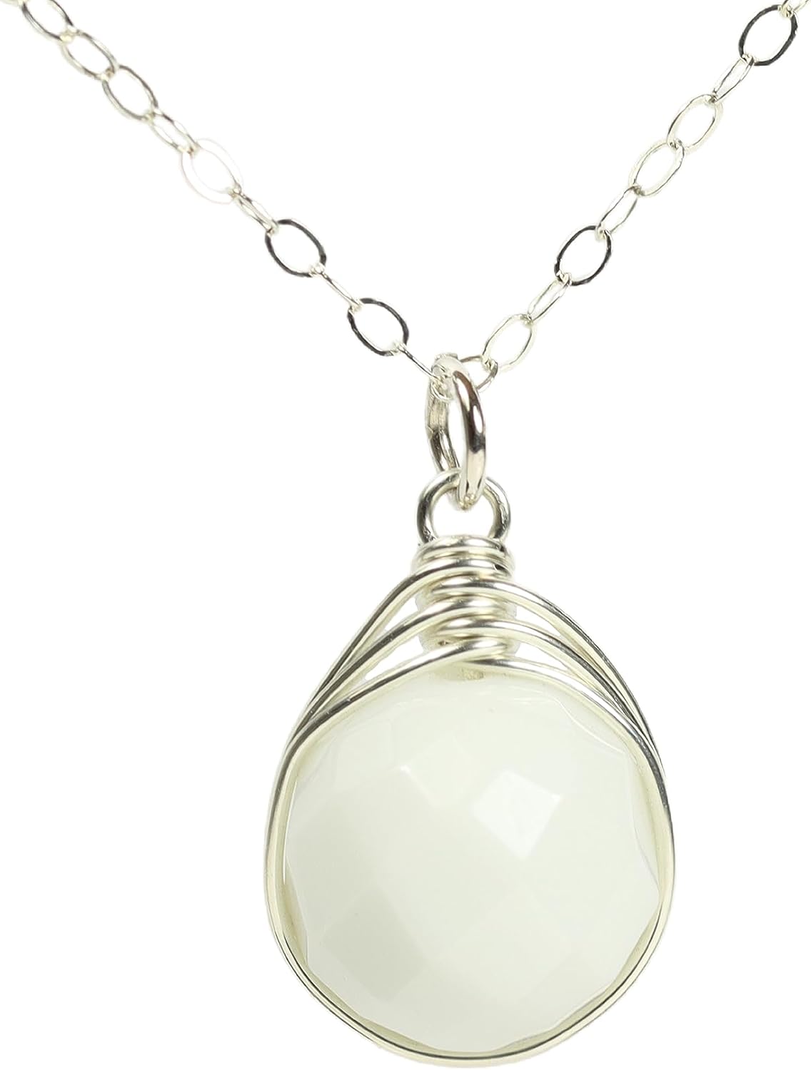 Jessica Luu Jewelry Handmade White Alabaster Gemstone Necklace Sterling Silver or Gold Filled