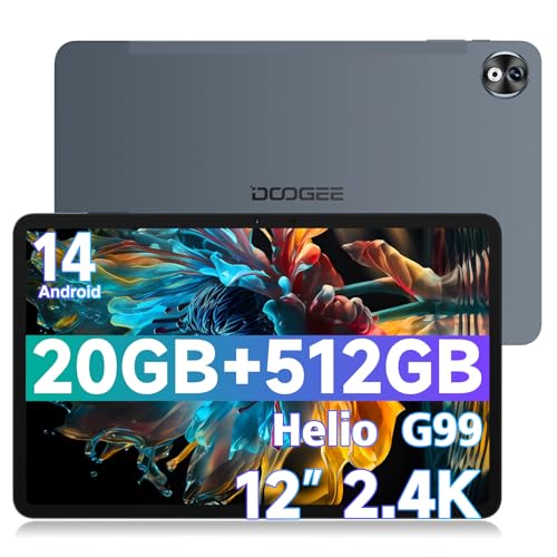 Image of T40 PRO 12 Inch Android 14 Tablet, 10800mAh, 2.4K Gaming Tablet, Helio G99, 20GB RAM + 512GB ROM (2TB TF), Ultra-Slim 7.6mm, Dual SIM 4G, Dual-Band WiFi, Face Unlock, BT5.0, GPS, OTG, Gray