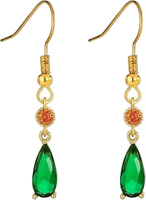 Green Teardrop Earrings Costume Jewelry Accessories for Anime Cosplay