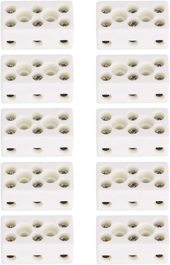 Ceramic Terminal Block, 10PCS 3 Way 24a High Temp Porcelain Ceramic Connectors for Electric Wire Cable - and Versatile Terminal Blocks for Secure Connections