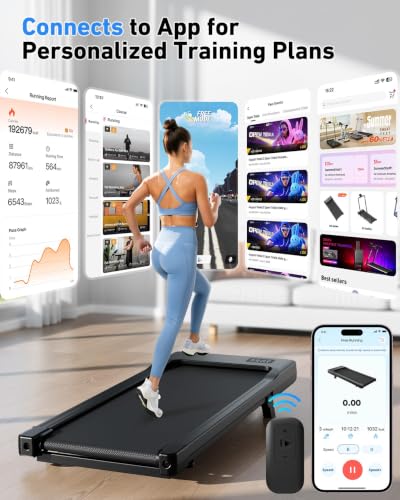 Image of DeerRun Walking Pad with 6% Incline, 3 in 1 Under Desk Treadmill for Home Office & Small Spaces, 2.5HP Quiet Walking Pad Treadmill with 300lb Capacity, 0.6-3.8MPH, App & Remote Control