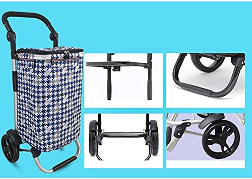 XQMY Ultraleichter Einkaufswagen/Tragbarer Faltbarer Trolley mit 2 Rädern, wasserdichter Einkaufstrolley aus Oxford… – Bild 7