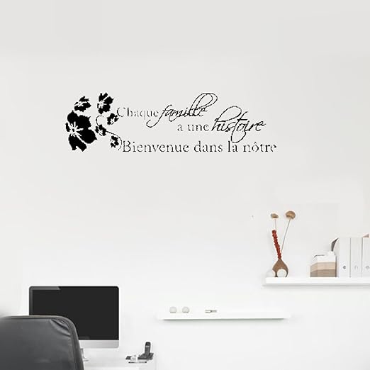 Amazon Com Puidy Wall Decal Sticker Art Mural Home Dcor Quote French Quotes Citation Histoire De Familles For Living Room Home Decor House Home Kitchen