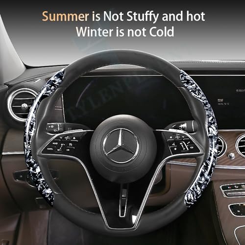 Image of Universal ABS Broken Carbon Texture Steering Wheel Grip Cover for All Car Models Safe Non-Slip Car Interior Accessory Long Lasting Print Comfortable Grip Steering Wheel Protector