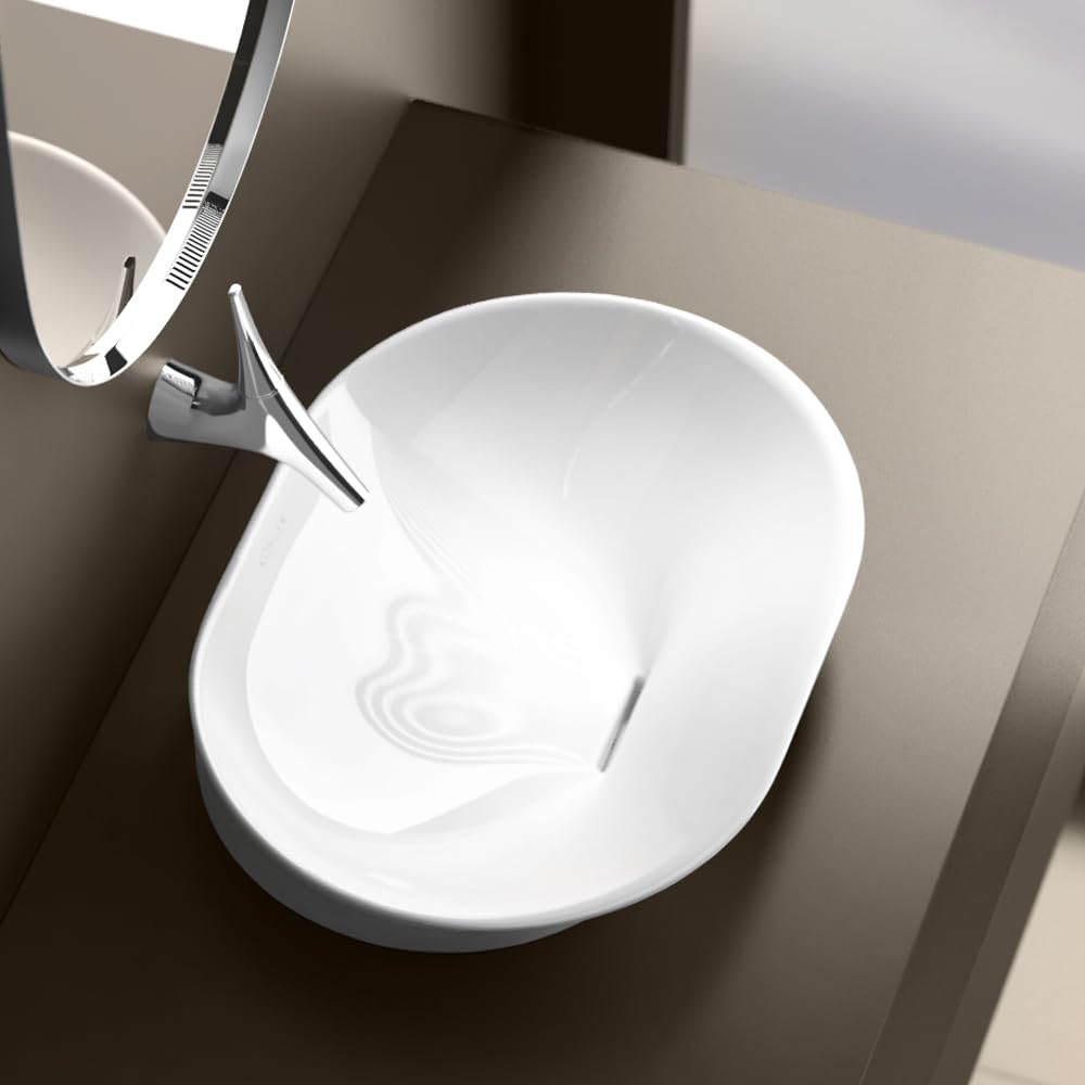 Kohler Vive Capsule Table Top Wash Basin for Bathroom with hidden drain, Fully glazed vessel sink for bathroom, 550mm X 400mm, White, Glossy Finish (10 years warranty) (B0B6FH3FL3) Amazon Price History, Amazon Price Tracker