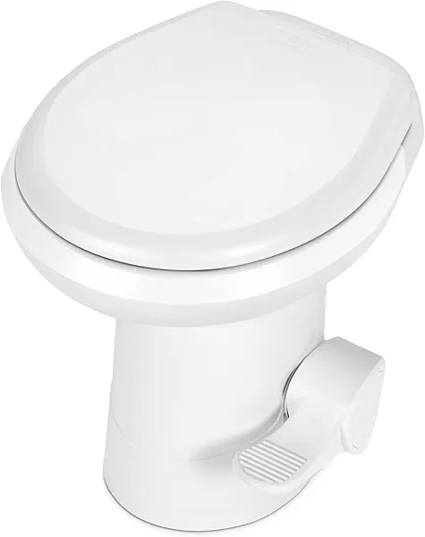 YITAHOME RV Toilet with Foot Pedal Flush, High Low Profile Gravity Camper Toilet, for Car Motorhome Caravan Trip Travel, White