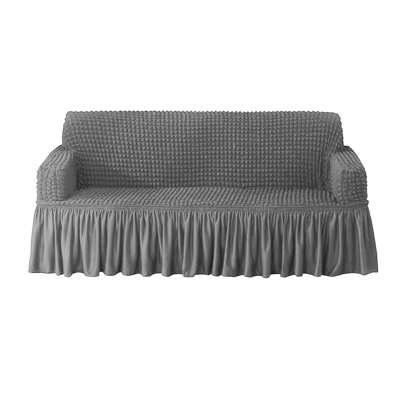 Image of Turkish Bubble Sofa Cover 3 Seater and 2 Seater Fully Covered 5 Seater Sofa Cover Non-Slip Sticky Elastic Stretchable Sofa Set Imported Slipcover Protector (3+1+1 Seater) (Dark Grey)