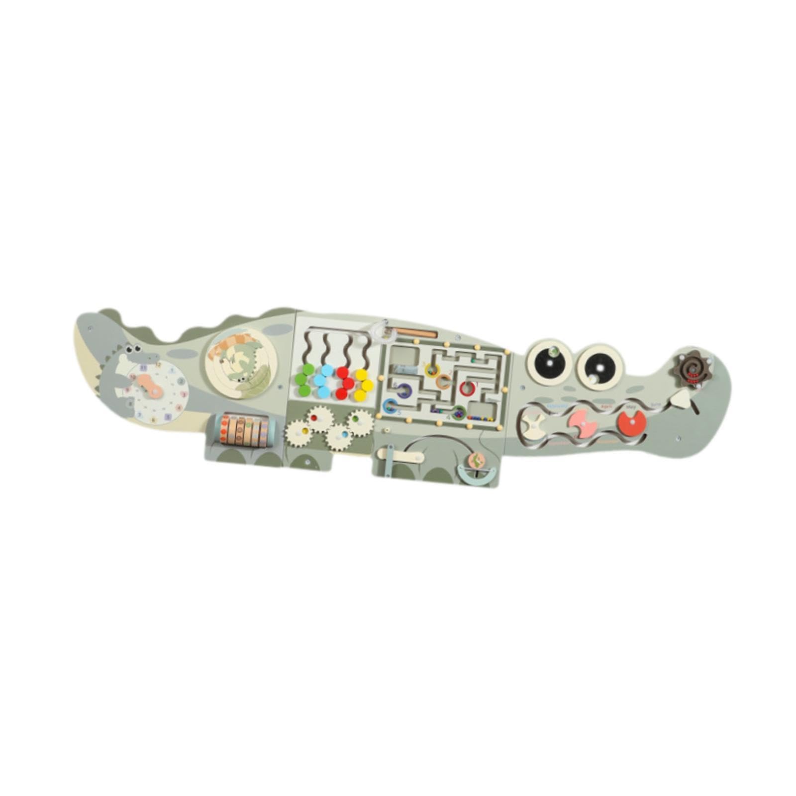 F Fityle Crocodile Activity Wall beschäftigt Board Learning Center Puzzle Spiel Interaktive Wanddekoration Sensorische Panels für Kleinkinder Kinder, GrÜn