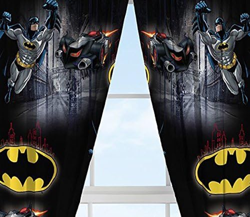 Franco Kids Window Curtain Panels Drapes Set, 82" x 63", Batman