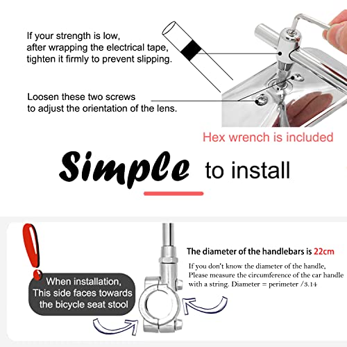 Xifowe Vintage Bike Mirror Metal Bicycle Mirrors For Handlebars Rearview Mirror Cruiser Bike Mirror Electric Bike Mirror Side Mirror Galvanized Steel Frame For The Retro Bike Parts #TOP2