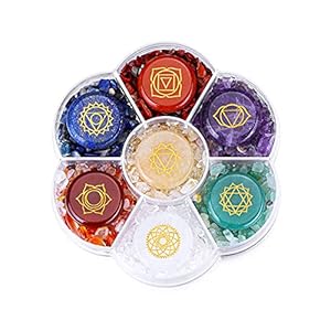 CrystalTears 7 Chakra Healing Crystal Stones Natural Reiki Healing Crystals Gemstones with Engraved Chakra Symbol Tumbled Polished Chakra Stone Kit for Meditation Crystal Therapy