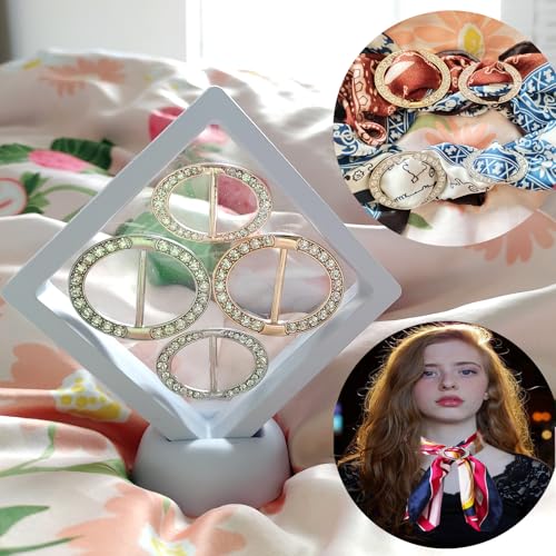 Image of WULI PEACH Silk Scarf Ring Clip Buckle, Crystal Rhinestone Oval Buckles Scarf Jewerly Rings and Slides for Neckerchief (Oval shape 2)
