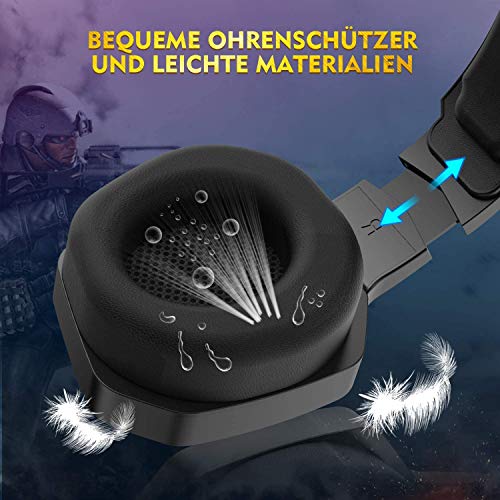 OniKuma K10, koptelefoon, professionele gaming headset, compatibel met PC, Mac, PS4, Xbox, tablet, ledlicht, RGB, ruisonderdrukking - Afbeelding 8