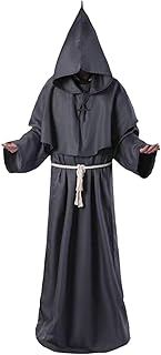 Capa com capuz para homens - Fantasia de capa com capuz assustadora | Traje de halloween cosplay capa traje para desempenho de palco medieval, festa de halloween Ruliyeefu