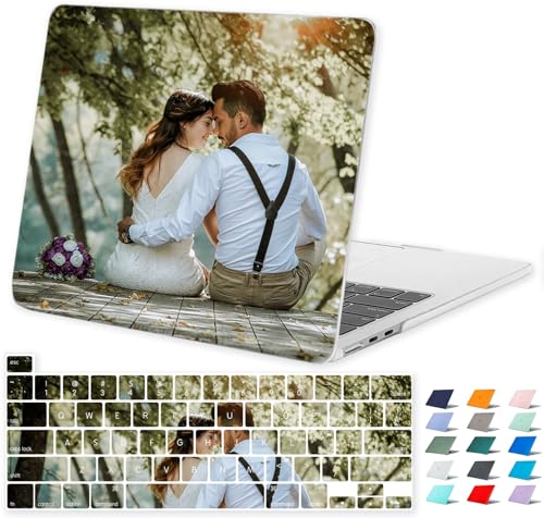 Personalized Custom Photos Laptop Case for Clear Black MacBook Air 15 inch Case2025 2024 2023 Release M4 A3241 M3 A3114 M2 A2941 with Keyboard Cover