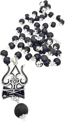 Karungali mala with Om Trishool Pendant | Authentic Coated Silver Karungali Malai Original Ebony Wood Mala