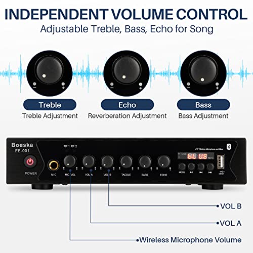 Wireless Microphone System, 262Ft Range Uhf Dual Cordless Handheld Mic Set For Home Karaoke, Singing, Speech, Party, Meeting, Church (Black (W Battery)) #TOP1