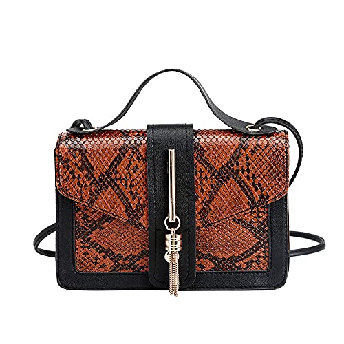 Unique Snake Skin Magnetic Closure Crossbody Purse Tassels Style Shoulder Bag for Women - Main Image