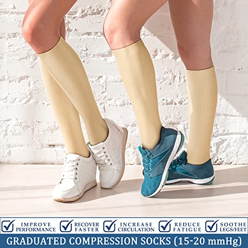 Image of FEYHAY Copper Compression Socks (3 Pairs) 15-20 mmHg Circulation is Best Athletic & Daily for Men & Women, Running, Climbing