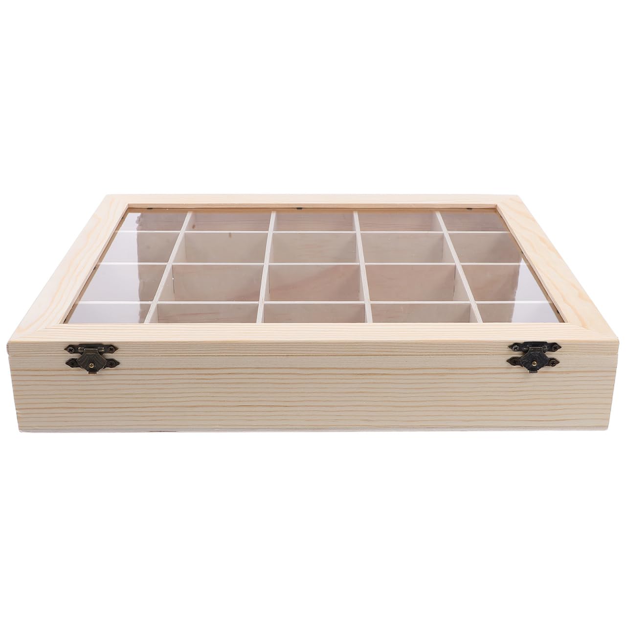Toddmomy Scatola per Esposizione Minerali in Legno con Coperchio Trasparente Organizer Scomparti per Collezione di Cristalli Pietre Preziose e Campioni Roccia Custodia Portatile per Studio