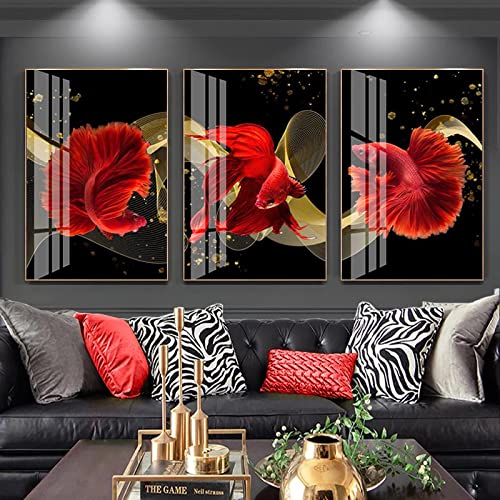 Peinture sur Toile Poisson Rouge pour Habiller un Grand Mur de Salon 60x80cm