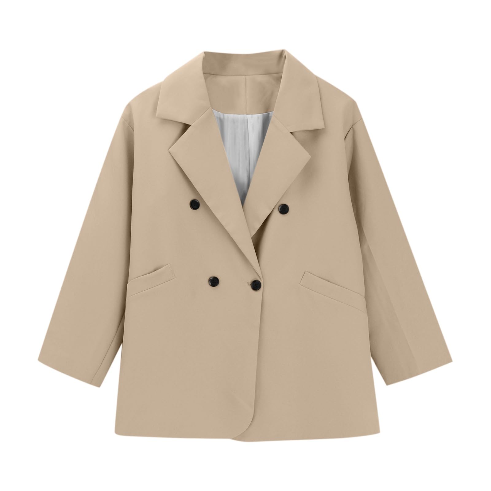 Blazer élégant pour femme - Longue veste blazer ouverte sur le devant - Col revers - Blazer long - Pour le travail, le bureau - Veste de transition - Tenue d'affaires - Veste de loisirs confortable
