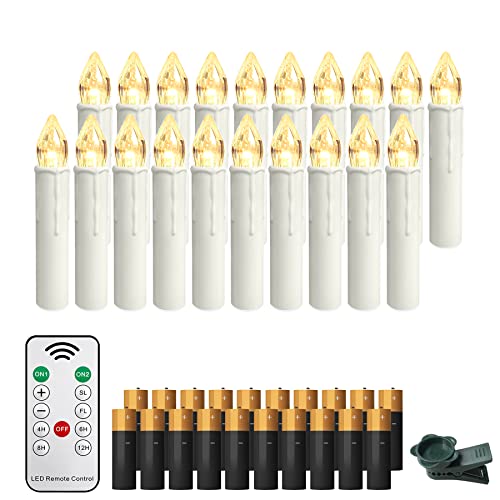 Froadp 20 Stück Mini Weihnachtsbaumkerzen Kabellose mit Timer,...