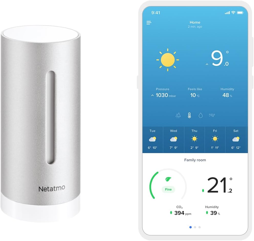 Additional Indoor Module for Weather Station, Monitoring Temperature, Humidity and Air Quality (CO2), Smartphone Control, NIM01-WW, Accessory