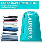 2 Pack XL Travel Laundry Bag, Machine Washable Dirty Clothes Organizer with Drawstring,Large Enough to Hold 4 Loads of Laundry, Easy Fit a Laundry Hamper or Basket Travel Essentials 24" x 36" - Image 5