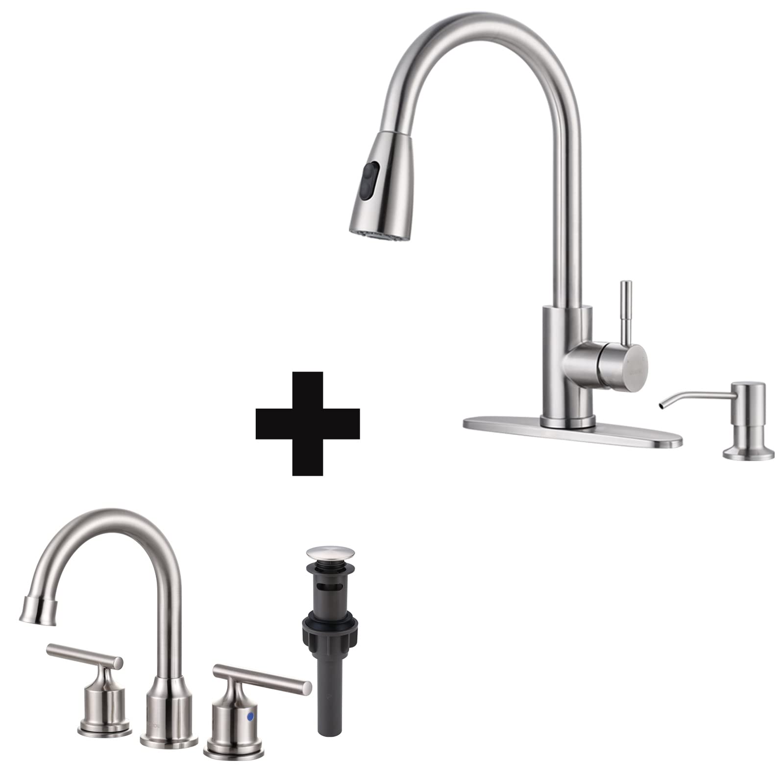 Jnfidosr Women's Widespread Bathroom Faucet And Kitchen Faucet With Soap Dispenser