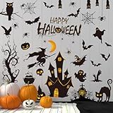 AnyDesign Halloween Wall Decals - Bats & Ancient Castle Wall Stickers, Removable DIY Wall Art Stickers for Home & Classroom Decoration, 11.8 x 13.8 Inch, 6 Sheets