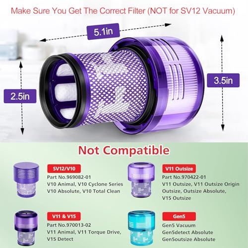 2-pak filtrów HEPA do odkurzacza Dyson V12 Detect Slim, tylny filtr zamienny część 971517-01