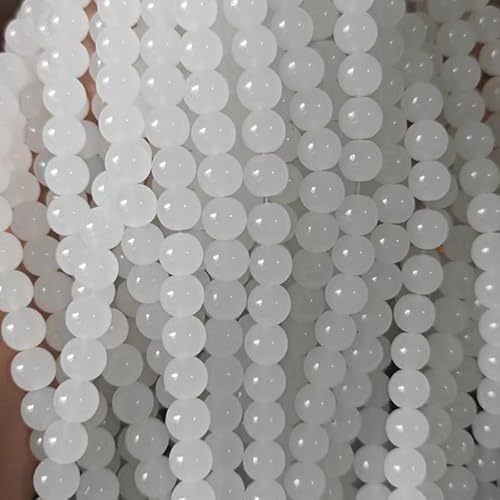 白翡翠 ヒスイ ブレスレット用 ビーズ 一連 10mm【約80粒入り】パワーストーン ジェイド 幸運 きらきらぷんぷん丸 (白翡翠10mm約80粒)